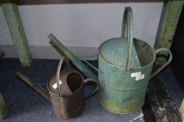 Two Galvanised Watering Cans