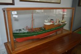 Trawler Model in Glass Display Case 