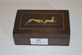 Small Walnut Trinket Box with Ivory Hunting Scene Inlay
