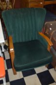 1950s Green Dralon Winged Back Armchair
