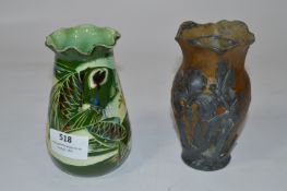 Brannam Barnstaple Fish Vase and a Art Nouveau Pewter Vase