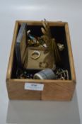 Small Box of Costume Jewelry, Necklaces, Brooches, Earrings and a Rings