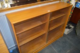 Teak Bookcase with Glass Sliding Doors