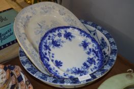 Blue & White Wash Bowl, Meat Plate and Dinner Plates