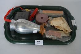 LTC Bus Conductors Ticket Machine & Bus Tickets and a Metal Vase with a Engraved Desert Soldier