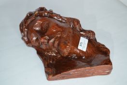 Carved Wood Wall Mounted Bust of Jesus Christ