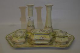 Floral Decorated Pottery Dressing Table Set