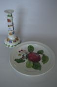 Portmeirion Pomona Candlestick and a Plate