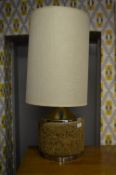 1970s Cork and Chrome Table Lamp with Shade