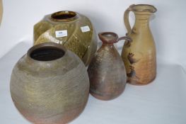 Japanese Pottery; Two Jugs and Two Bulbous Vases
