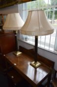 Pair of Tall Brass Corinthian Column Table Lamps