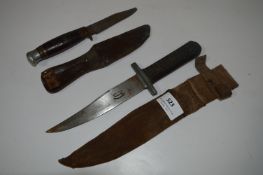 Dagger and a Knife in Leather Sheath