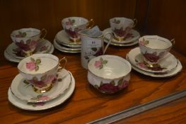 Royal Imperial Pottery Rose Patterned Tea Set