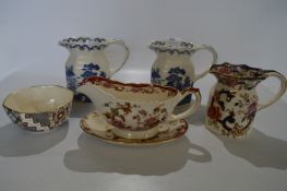 Two Masons Ringtons Jugs, Masons Mandalay Jug, Masons Bowl and Gravy Boat