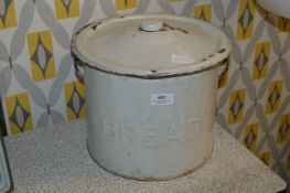 White Enameled Circular Bread Bin
