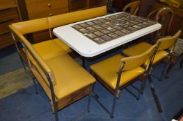 1960/70s Corner Bench Table Set with Mustard Coloured Seating