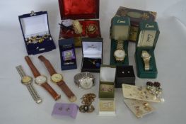 Tray Lot of Costume Jewellery, Boxes and Wristwatches