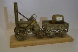 Ornamental Brass Steam Engine and Wagon