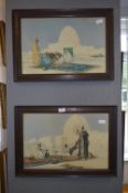 Pair of Oak Framed Prints 