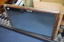 Burr Walnut Framed Wall Mirror with Acid Etched Trawler H26