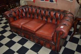Red Oxblood Leather Chesterfield Sofa Three Seater
