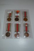 Six Police Long Service Medals with Ribbons