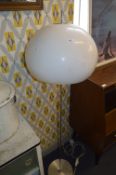 1970s Chrome Standard Lamp with Round White Plastic Shade