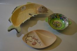 Carlton Ware Tray, Marling Dish and Shorter Fish Dish