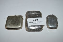 Two Silver Vesta Cases Approximately 24g and One EPNS Vesta