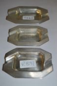 Set of Three Hallmarked Silver Ashtrays Approximately 205g