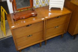 Mid Century Walnut Mainline Furniture Pair of Side Cabinets with Two Drawers