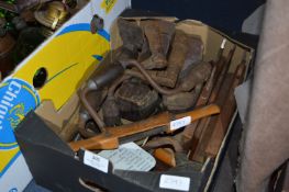 Carpentry Tools Including Braces, Wooden Planes and Chisels