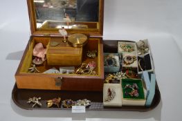 Tray Lot of Costume Jewellery and a Jewellery Box