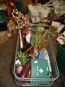 *Shopping Trolley Containing Various Artificial Flower Displays, First Aid Kits, Extension Leads,