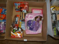 *Box Containing Assorted Racing Car Games, Princesses Dressing up Outfits, etc.