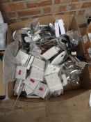 *Box of Assorted Electrical Switches, Alarm Panels,, Anglepoise Lamps, etc.