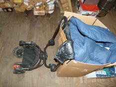*Box Containing Faux Leather Jacket, Garden Seat Cushions, Foldable Push Chair, etc.