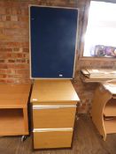 *Standalone Two Drawer Foolscap Filing Cabinet (Light Oak Finish) and a Blue Pin Board