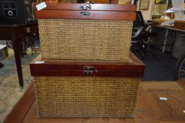 Two Graduated Basket Weave Storage Boxes