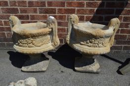 Pair of Reconstituted Limestone Garden Urns