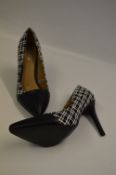 Pair of Ladies Check Pattern High Heel Shoes Size: 40