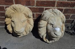 Pair of Reconstituted Limestone Lion Wall Masks