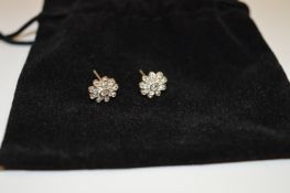 *SILVER FLOWER CZ EARRINGS