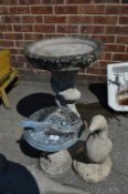 Concrete Garden Birdbath Sundial