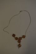 *UNIQUE AMBER & SILVER NECKLACE