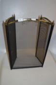 Polished Metal and Black Mesh THree Fold Fire Screen