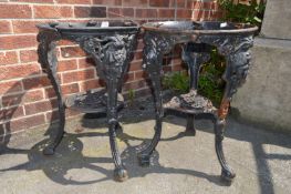 Pair of Cast Iron Pub Tables with Britannia Heads