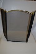 Brass and Black Mesh Three Fold Fire Screen