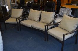 *Metal Framed a Cushioned Three Piece Patio Suite