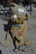 Concrete Teddy Bear and Smaller Teddy Bear Garden Ornaments